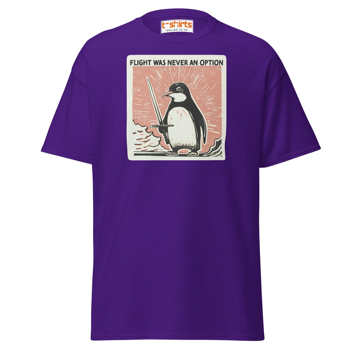 Penguin Sword T-Shirt – Flight Was Never an Option - Purple - T-Shirts Online