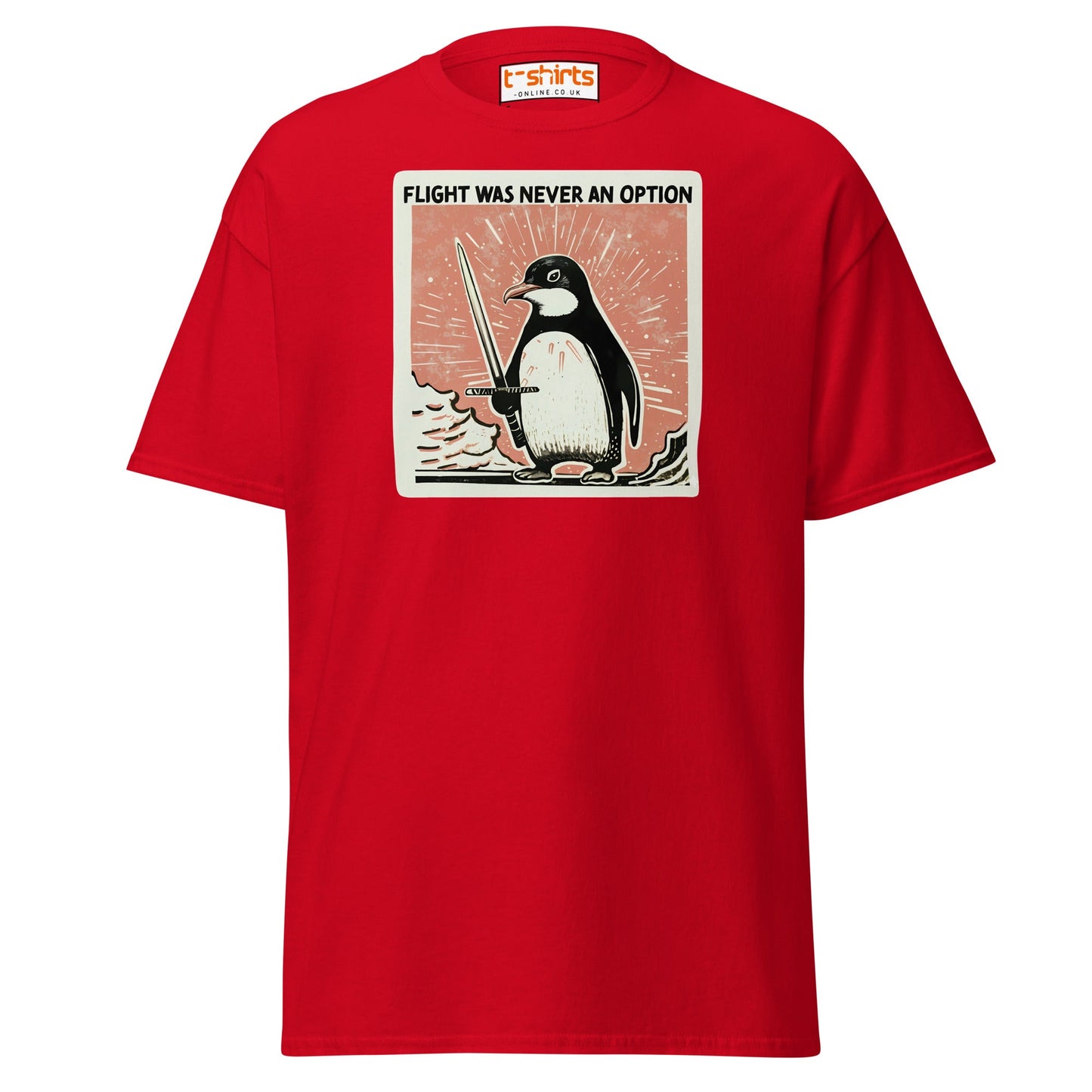 Penguin Sword T-Shirt – Flight Was Never an Option - Red - T-Shirts Online