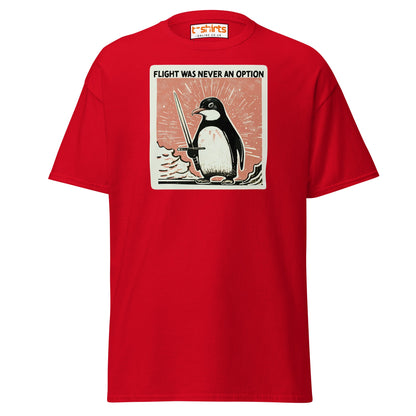 Penguin Sword T-Shirt – Flight Was Never an Option - Red - T-Shirts Online