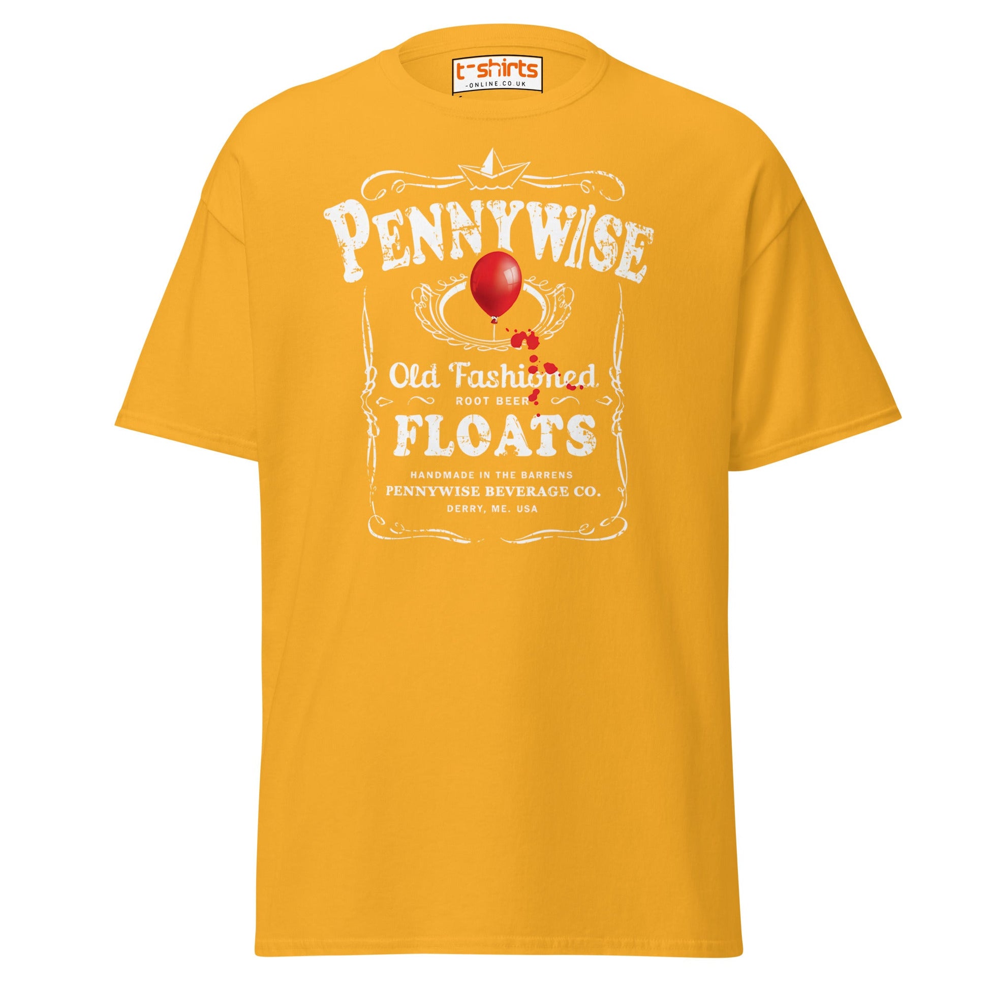 Pennywise Floats T-Shirt | Funny Horror Parody Tee - Gold - T-Shirts Online