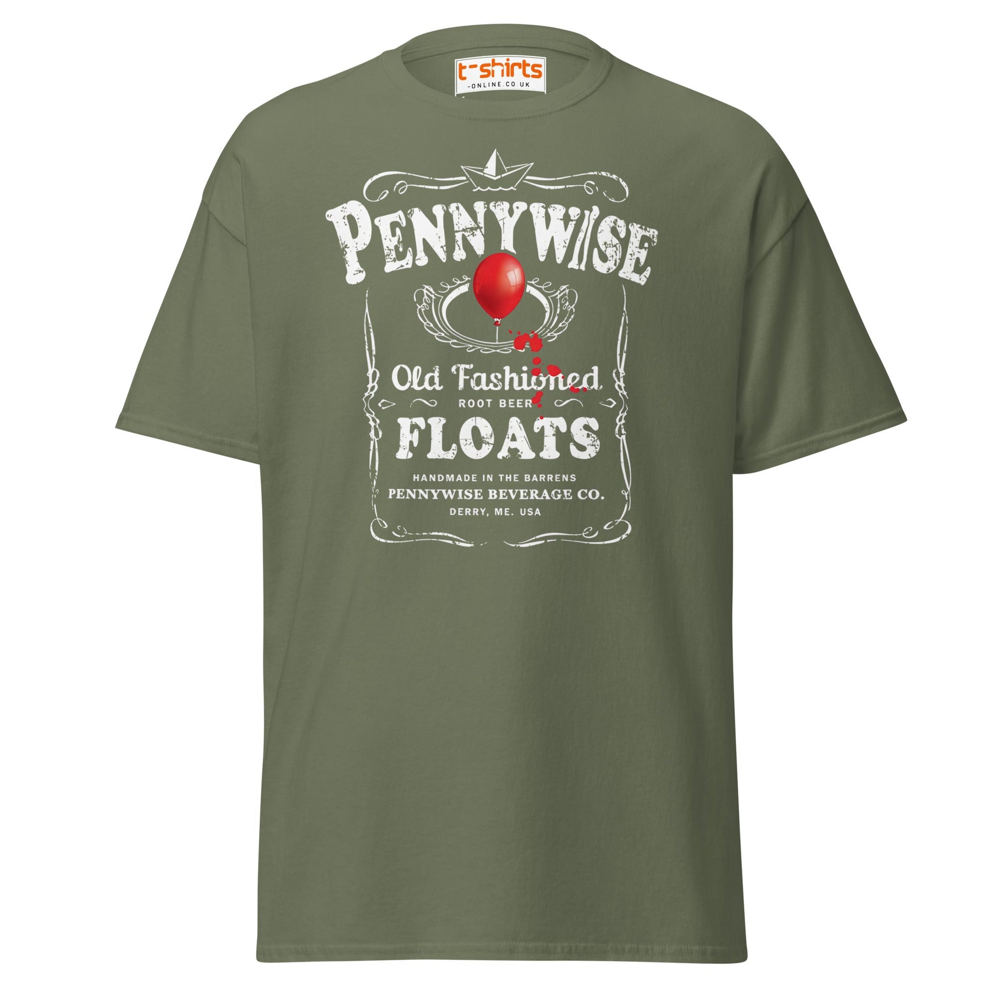 Pennywise Floats T-Shirt | Funny Horror Parody Tee - Military Green - T-Shirts Online