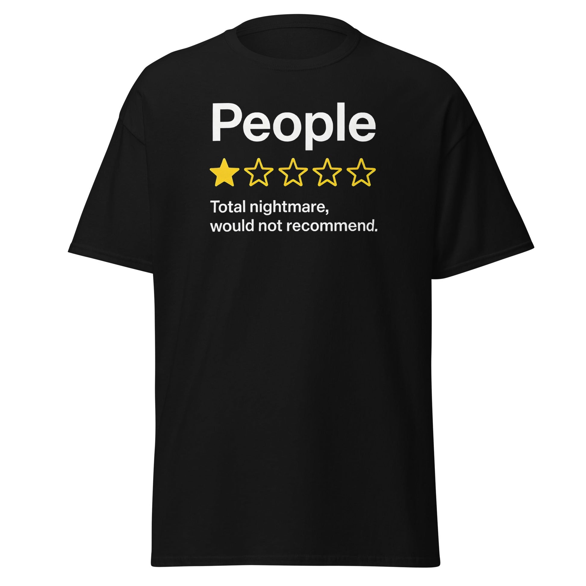 People One Star Review T-Shirt - Funny Anti - Social Tee - Black - T-Shirts Online