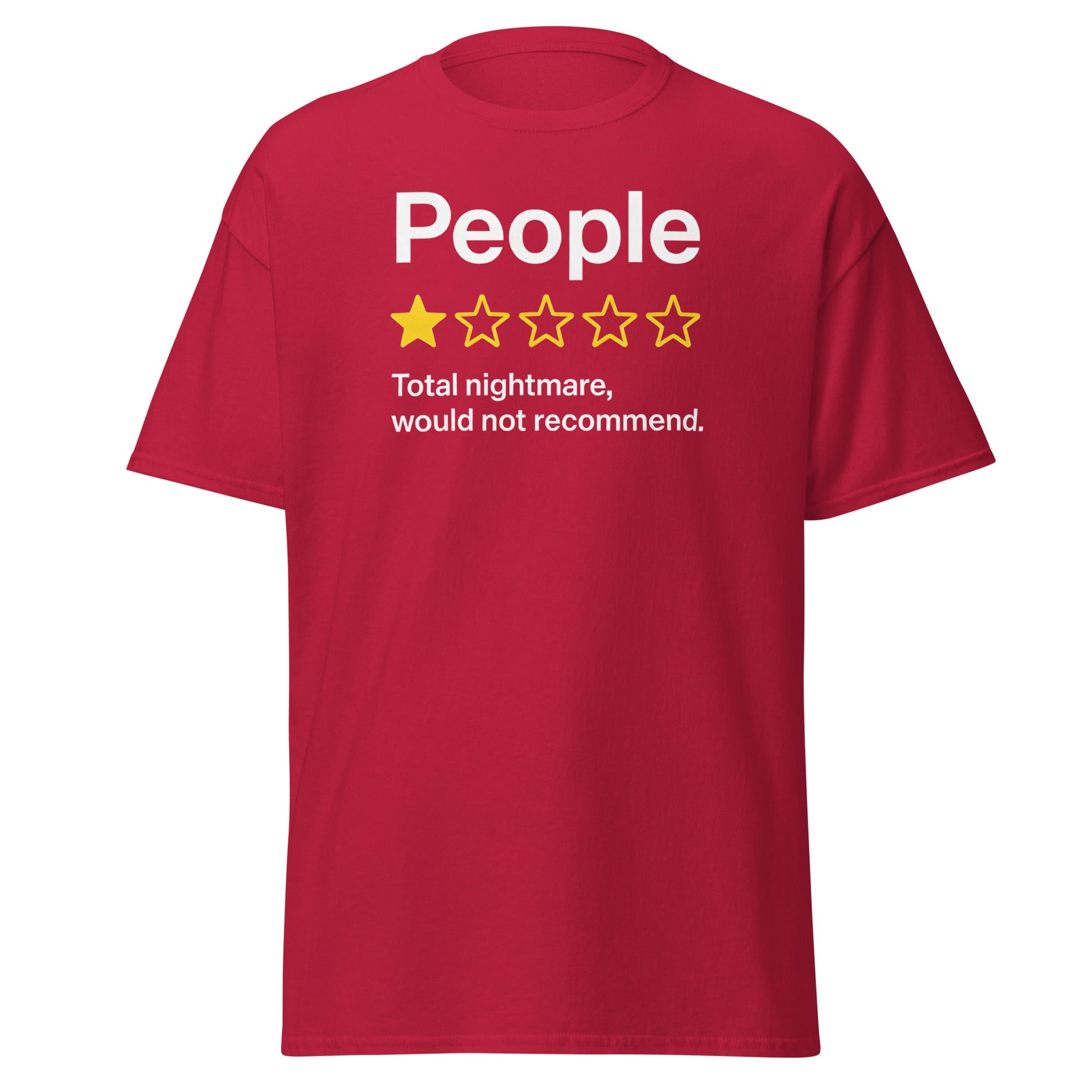 People One Star Review T-Shirt - Funny Anti - Social Tee - Cardinal - T-Shirts Online