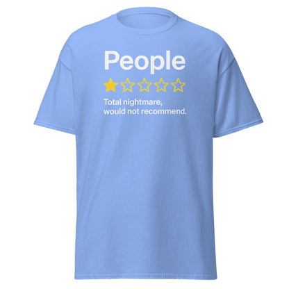 People One Star Review T-Shirt - Funny Anti - Social Tee - Carolina Blue - T-Shirts Online