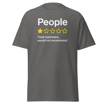 People One Star Review T-Shirt - Funny Anti - Social Tee - Charcoal - T-Shirts Online