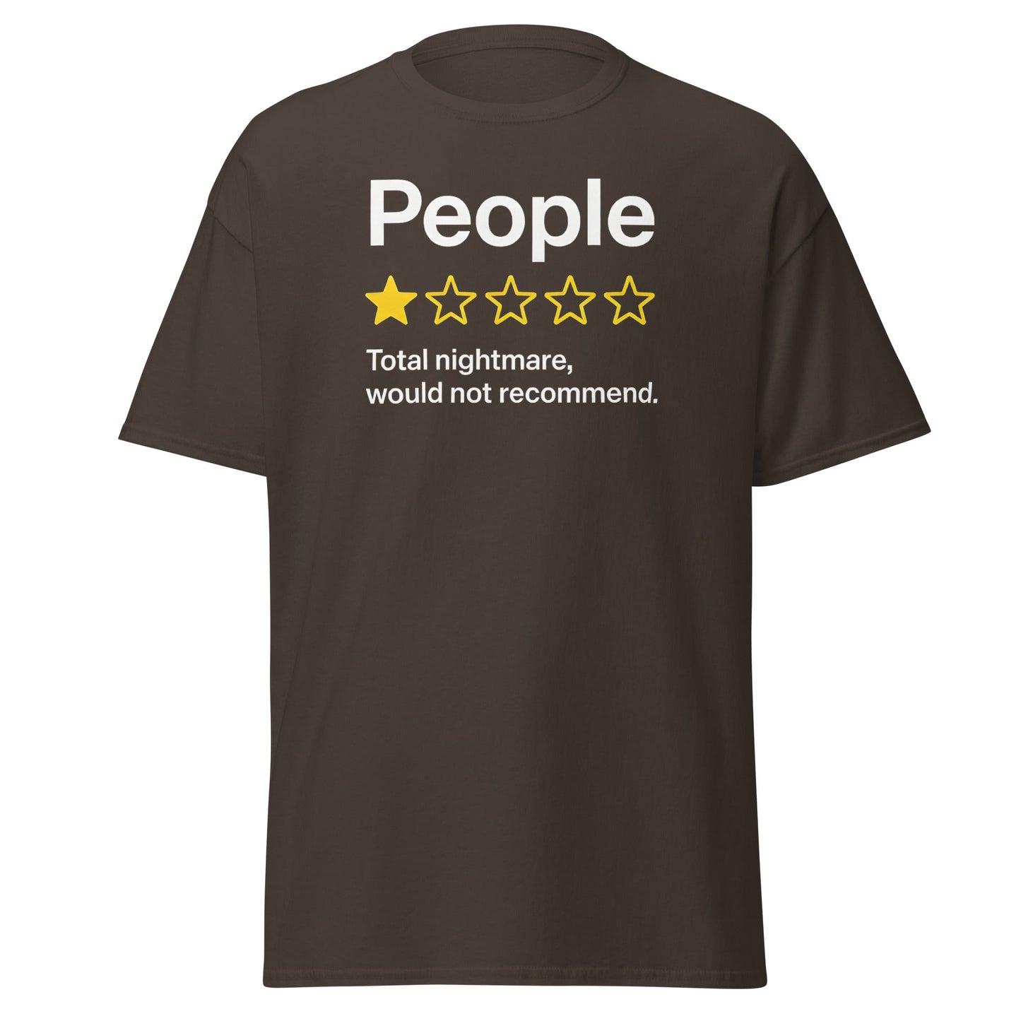 People One Star Review T-Shirt - Funny Anti - Social Tee - Dark Chocolate - T-Shirts Online
