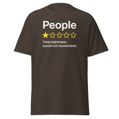 People One Star Review T-Shirt - Funny Anti - Social Tee - Dark Chocolate - T-Shirts Online