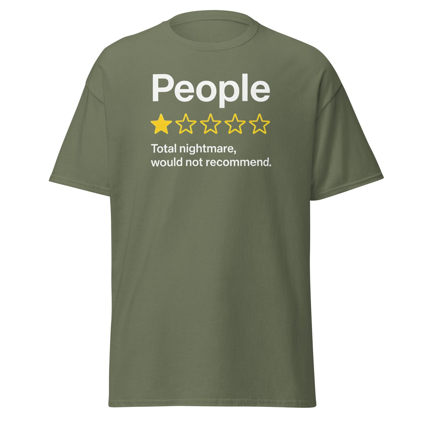 People One Star Review T-Shirt - Funny Anti - Social Tee - Military Green - T-Shirts Online