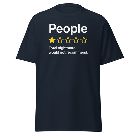 People One Star Review T-Shirt - Funny Anti - Social Tee - Navy - T-Shirts Online