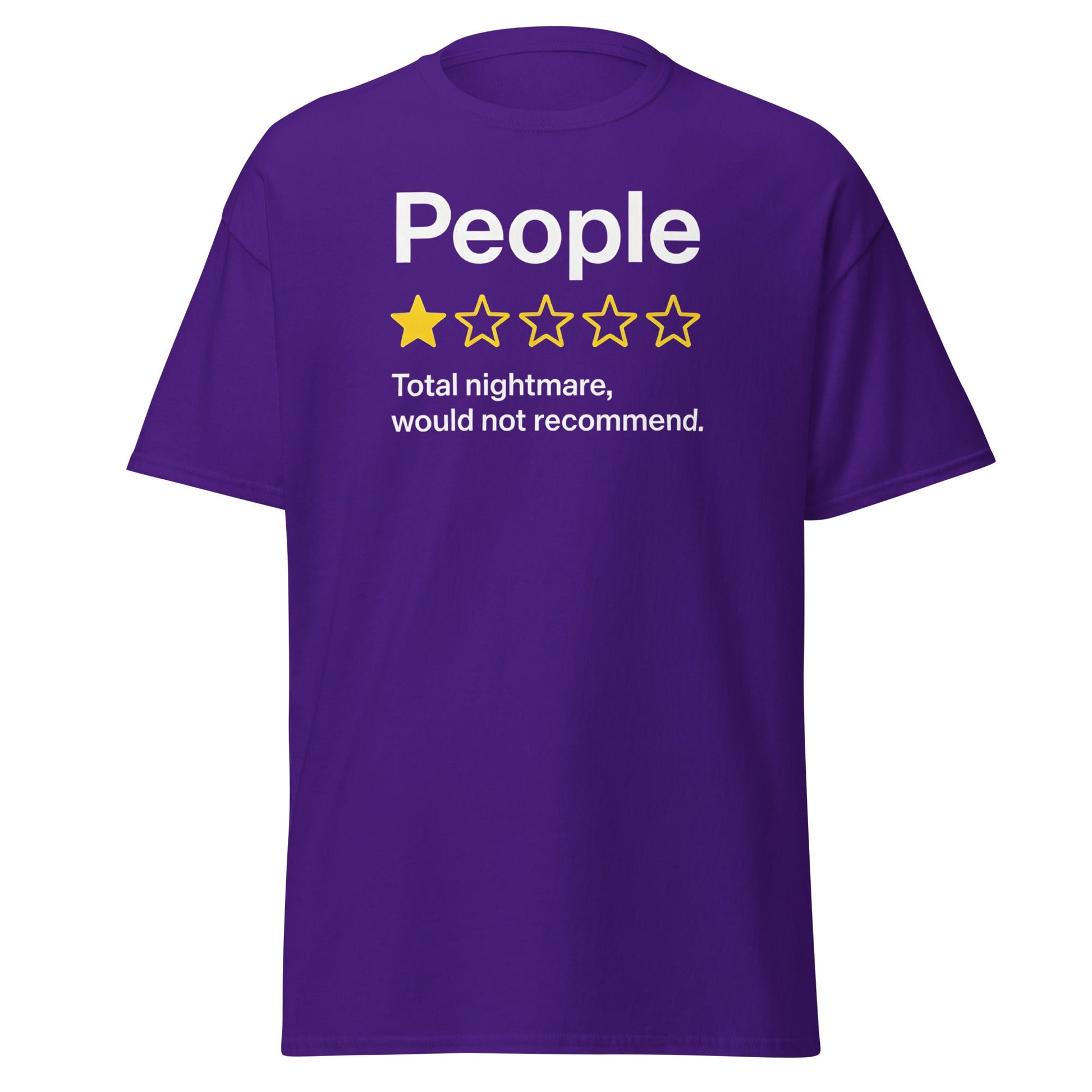 People One Star Review T-Shirt - Funny Anti - Social Tee - Purple - T-Shirts Online