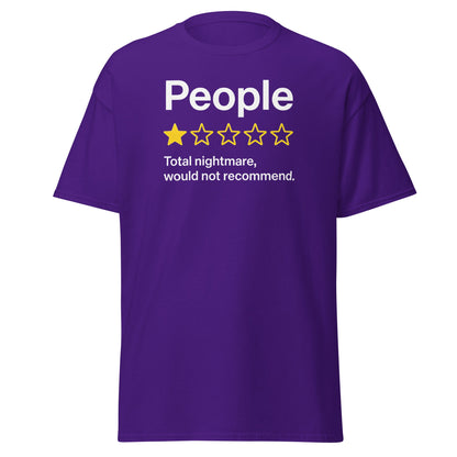 People One Star Review T-Shirt - Funny Anti - Social Tee - Purple - T-Shirts Online