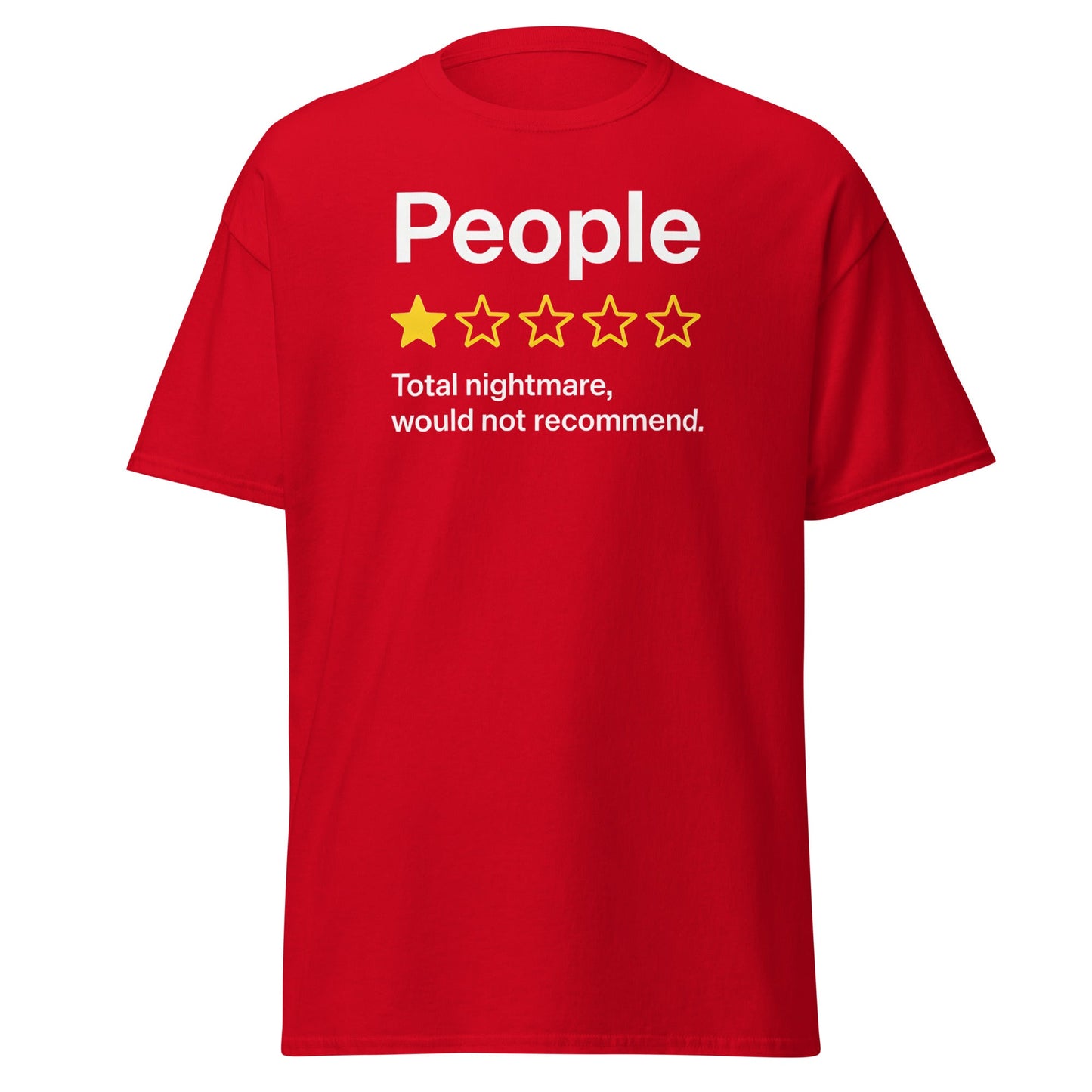 People One Star Review T-Shirt - Funny Anti - Social Tee - Red - T-Shirts Online