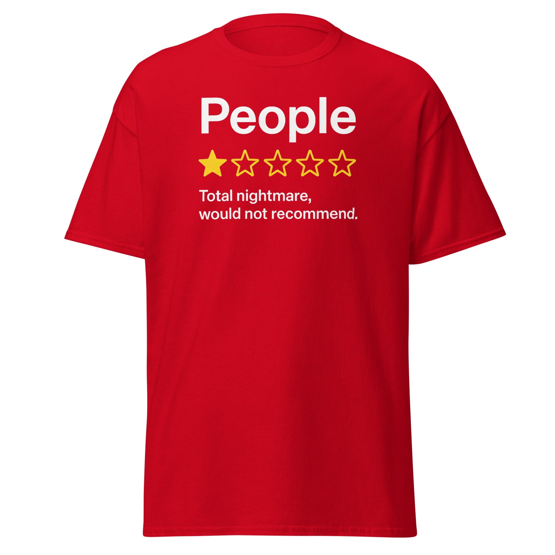People One Star Review T-Shirt - Funny Anti - Social Tee - Red - T-Shirts Online