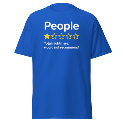 People One Star Review T-Shirt - Funny Anti - Social Tee - Royal - T-Shirts Online