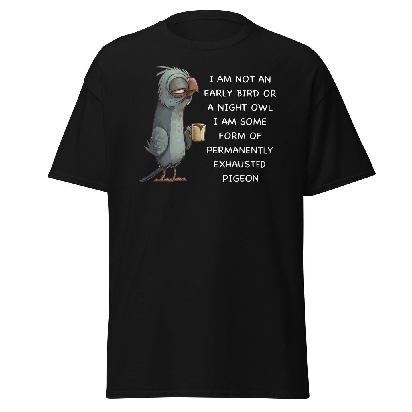 Permanently Exhausted Pigeon T-Shirt - Black - T-Shirts Online