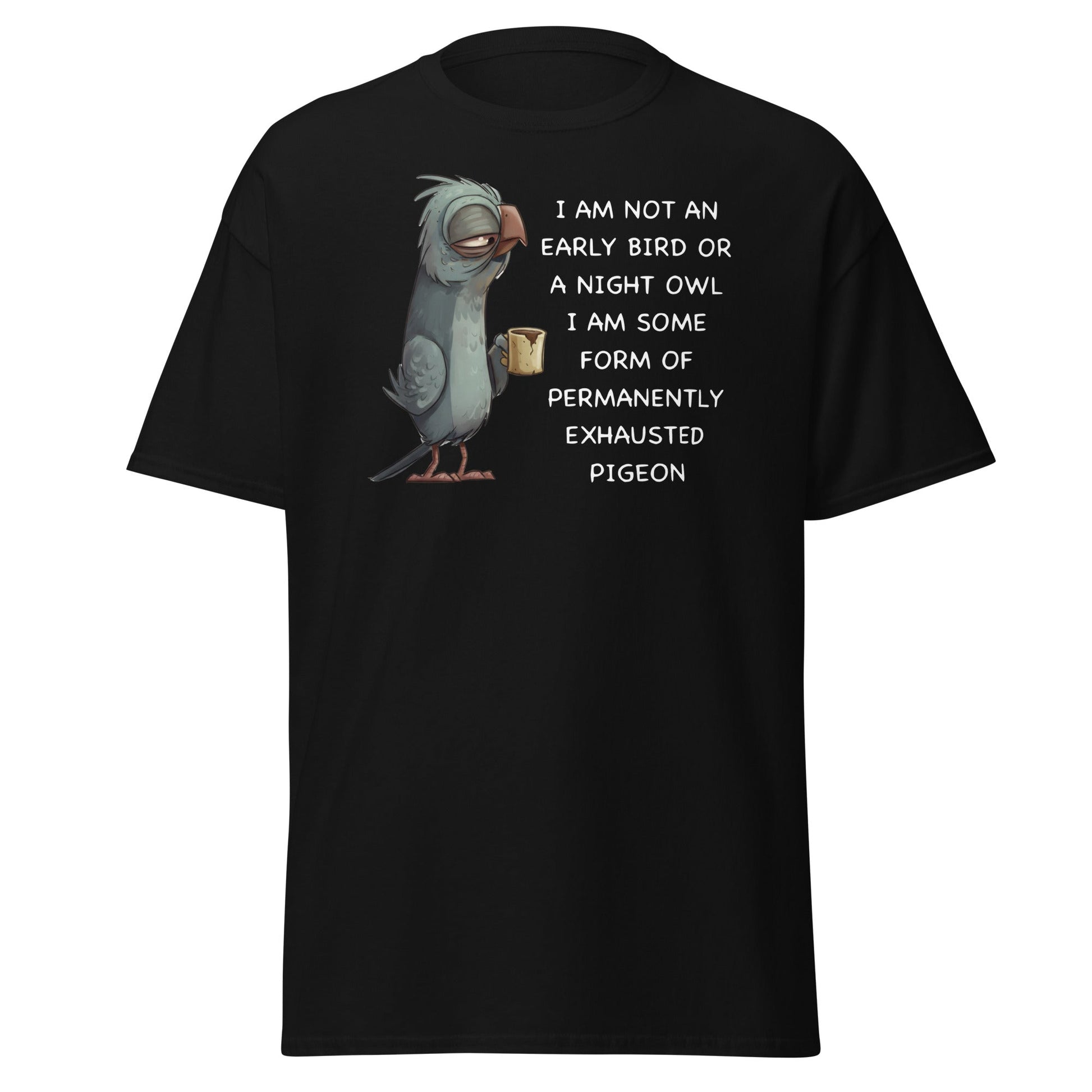 Permanently Exhausted Pigeon T-Shirt - Black - T-Shirts Online