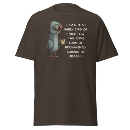 Permanently Exhausted Pigeon T-Shirt - Dark Chocolate - T-Shirts Online