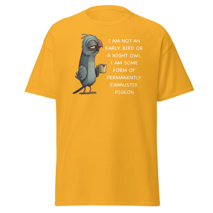 Permanently Exhausted Pigeon T-Shirt - Gold - T-Shirts Online