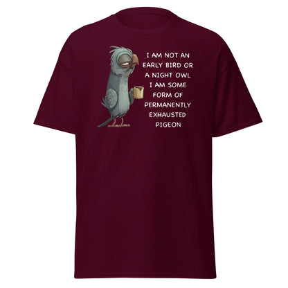 Permanently Exhausted Pigeon T-Shirt - Maroon - T-Shirts Online