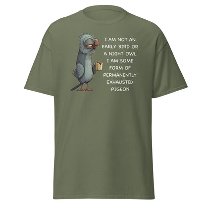Permanently Exhausted Pigeon T-Shirt - Military Green - T-Shirts Online