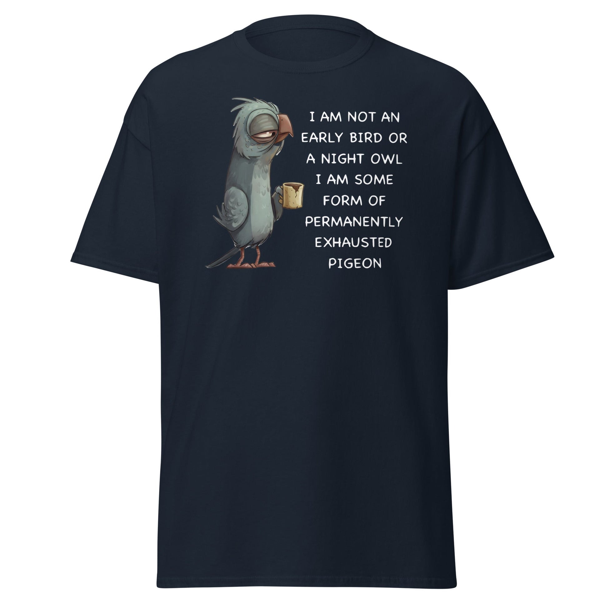 Permanently Exhausted Pigeon T-Shirt - Navy - T-Shirts Online