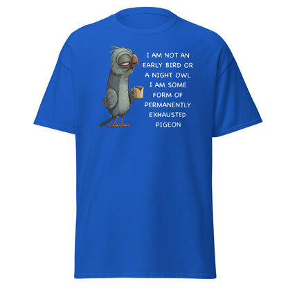 Permanently Exhausted Pigeon T-Shirt - Royal - T-Shirts Online