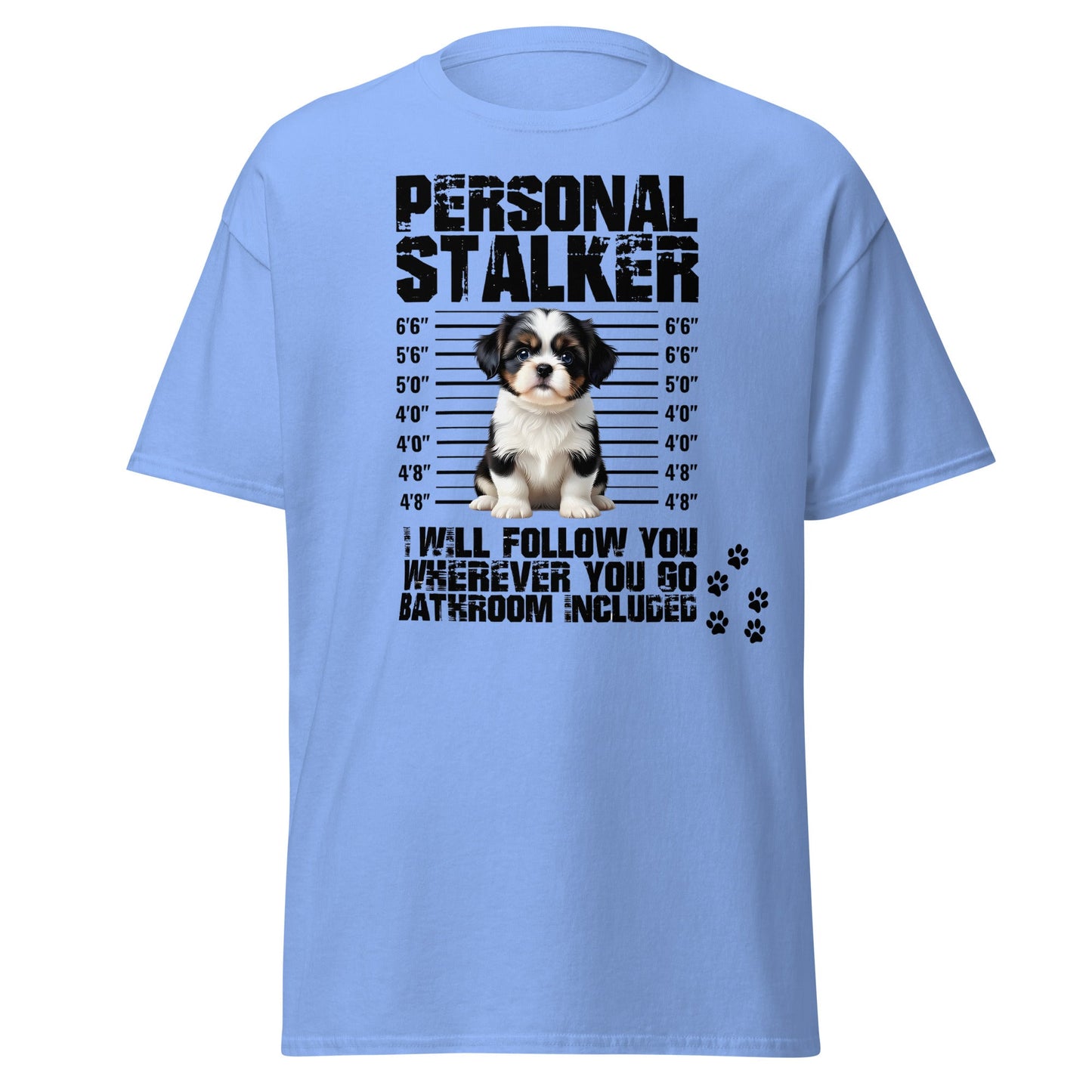 Personal Stalker Shih Tzu T-Shirt - Funny Dog Lover Tee - Carolina Blue - T-Shirts Online