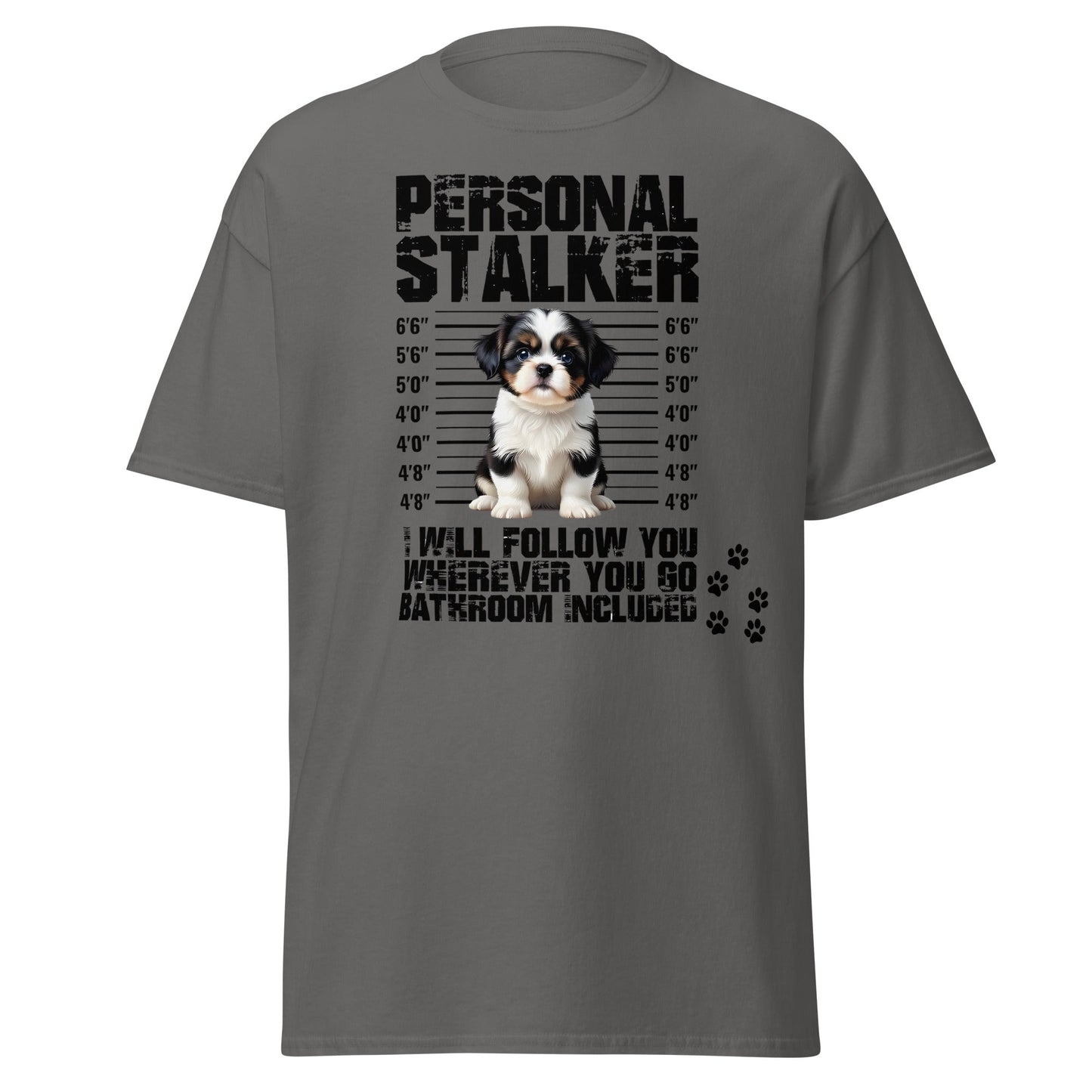 Personal Stalker Shih Tzu T-Shirt - Funny Dog Lover Tee - Charcoal - T-Shirts Online