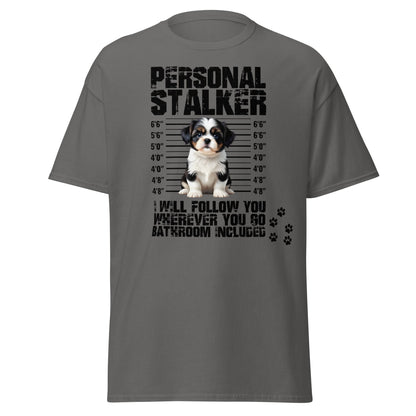 Personal Stalker Shih Tzu T-Shirt - Funny Dog Lover Tee - Charcoal - T-Shirts Online