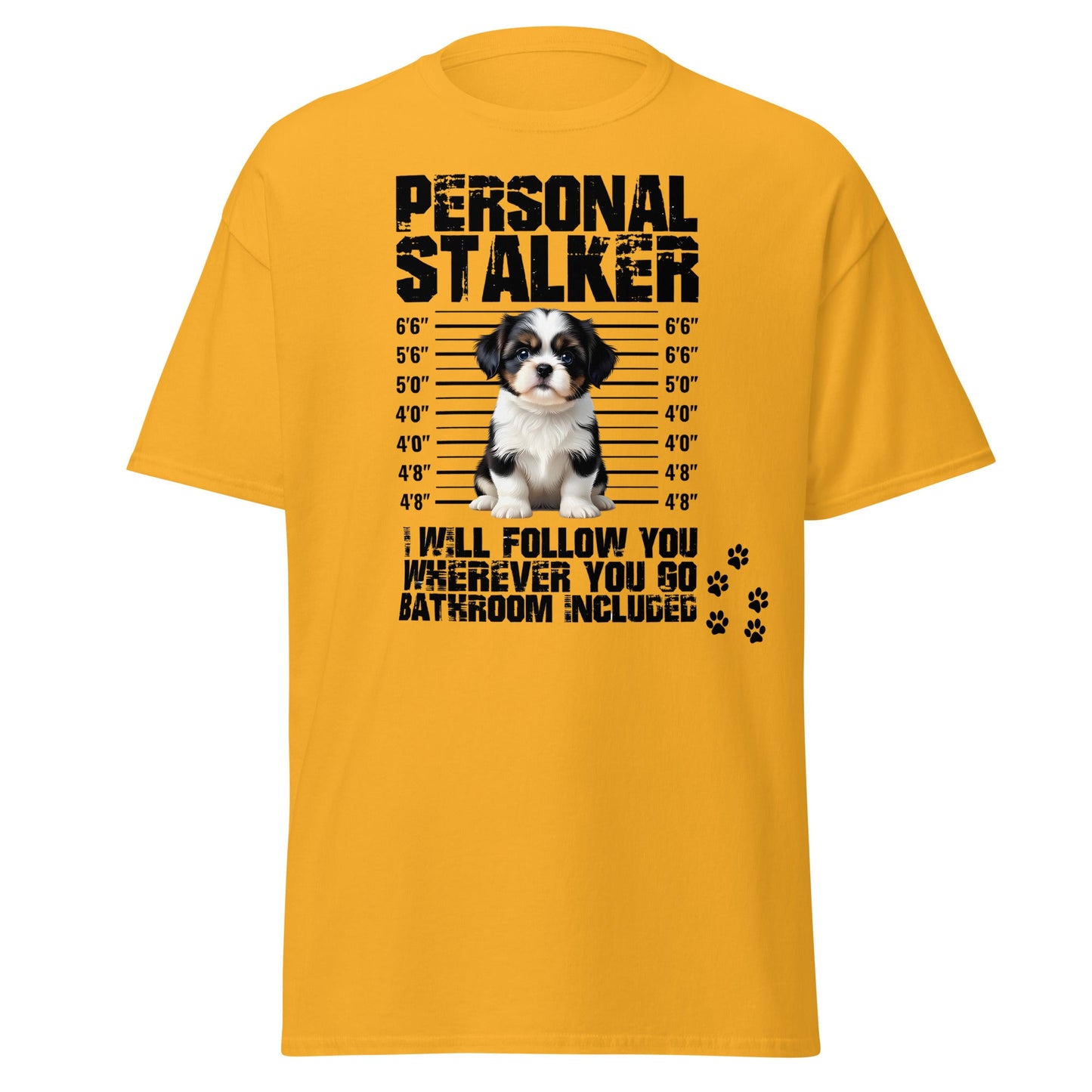 Personal Stalker Shih Tzu T-Shirt - Funny Dog Lover Tee - Gold - T-Shirts Online