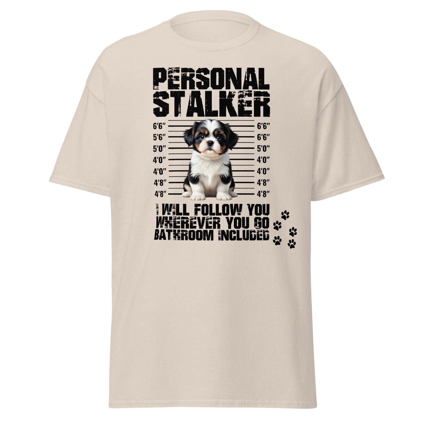 Personal Stalker Shih Tzu T-Shirt - Funny Dog Lover Tee - Natural - T-Shirts Online