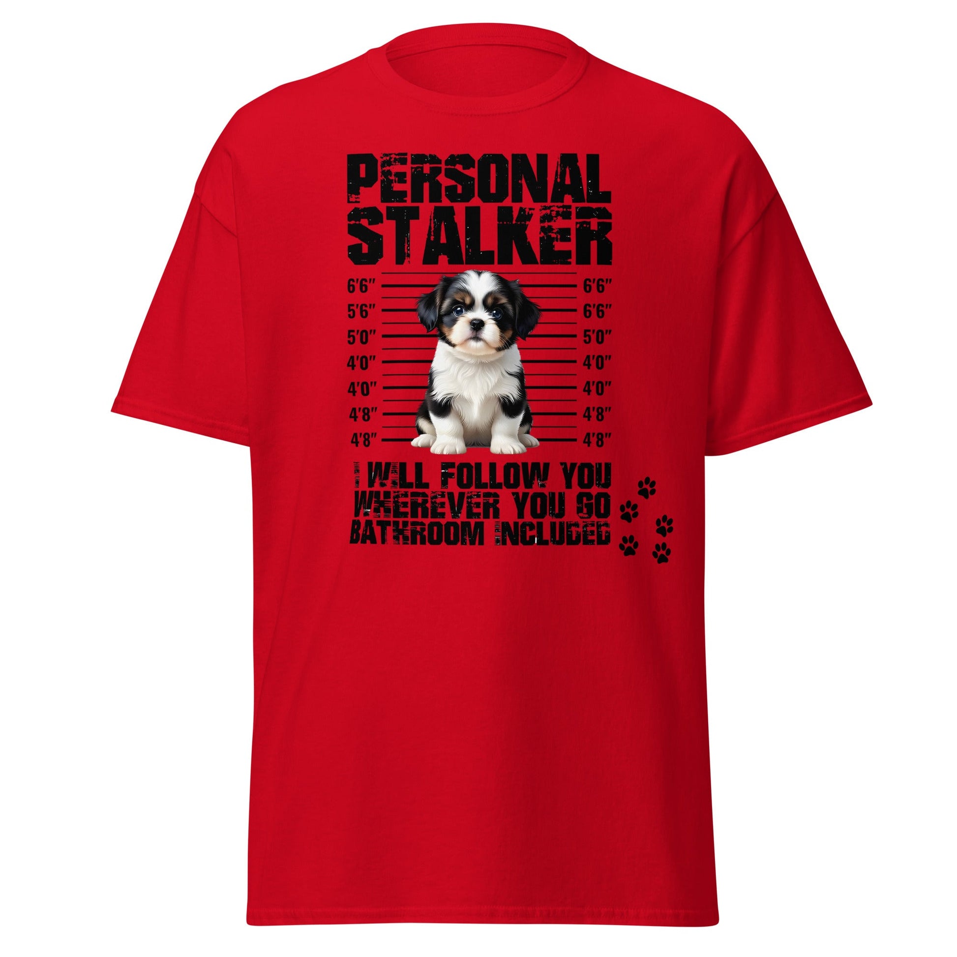 Personal Stalker Shih Tzu T-Shirt - Funny Dog Lover Tee - Red - T-Shirts Online