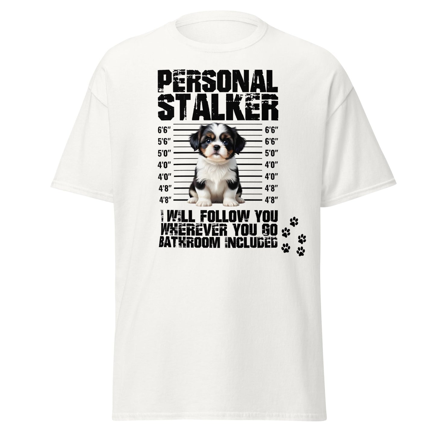 Personal Stalker Shih Tzu T-Shirt - Funny Dog Lover Tee - White - T-Shirts Online