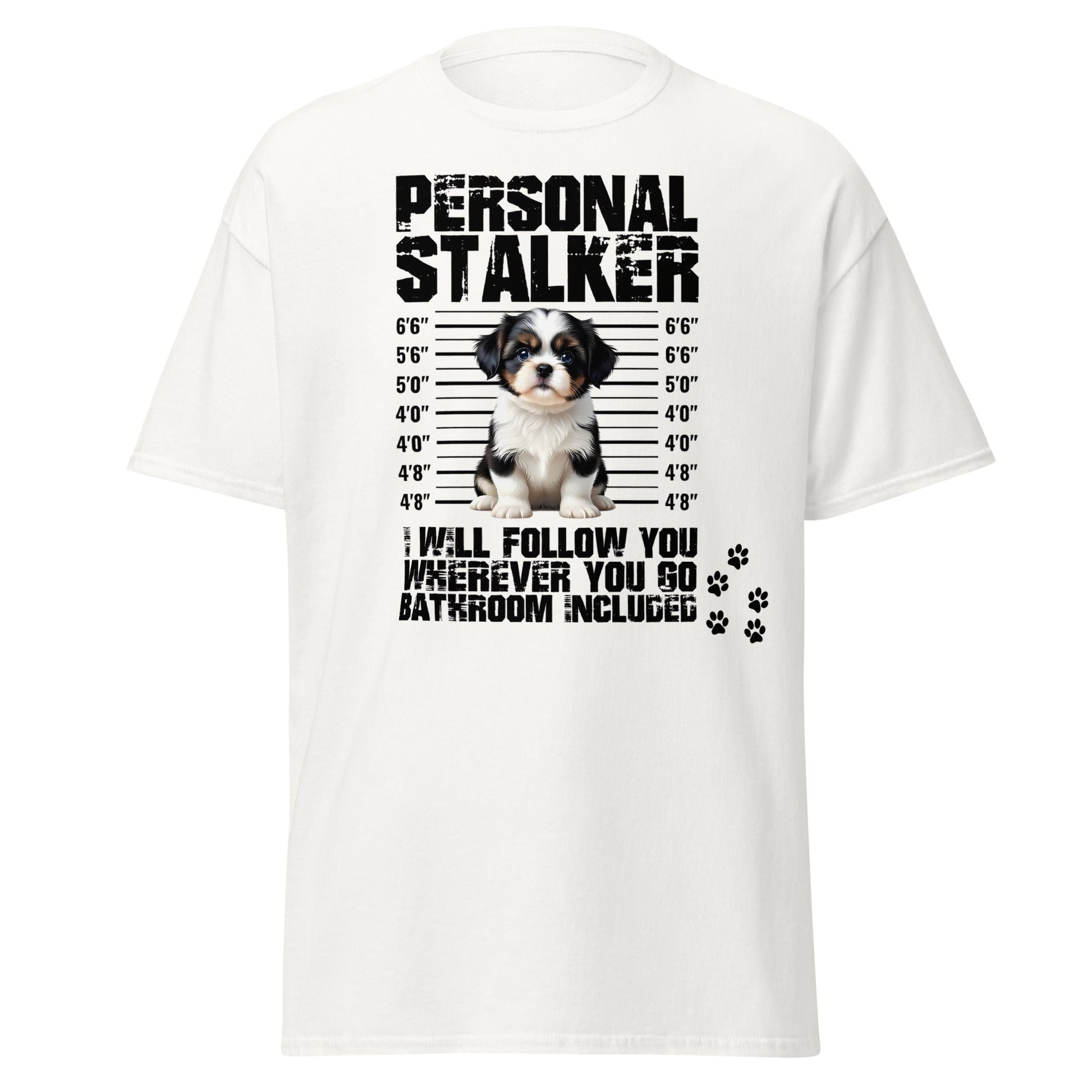Personal Stalker Shih Tzu T-Shirt - Funny Dog Lover Tee - White - T-Shirts Online