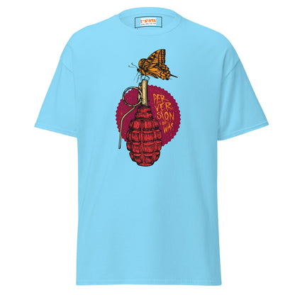 Perversion of War | Satire T-Shirt - Sky - T-Shirts Online
