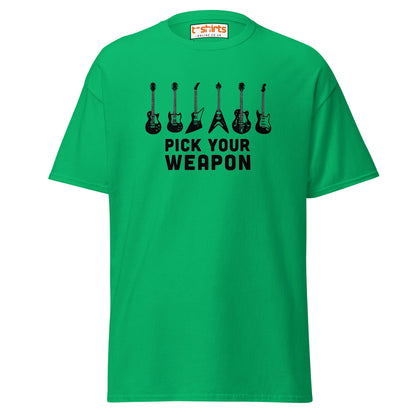 Pick Your Weapon Guitar T-Shirt for Music Lovers - Irish Green - T-Shirts Online