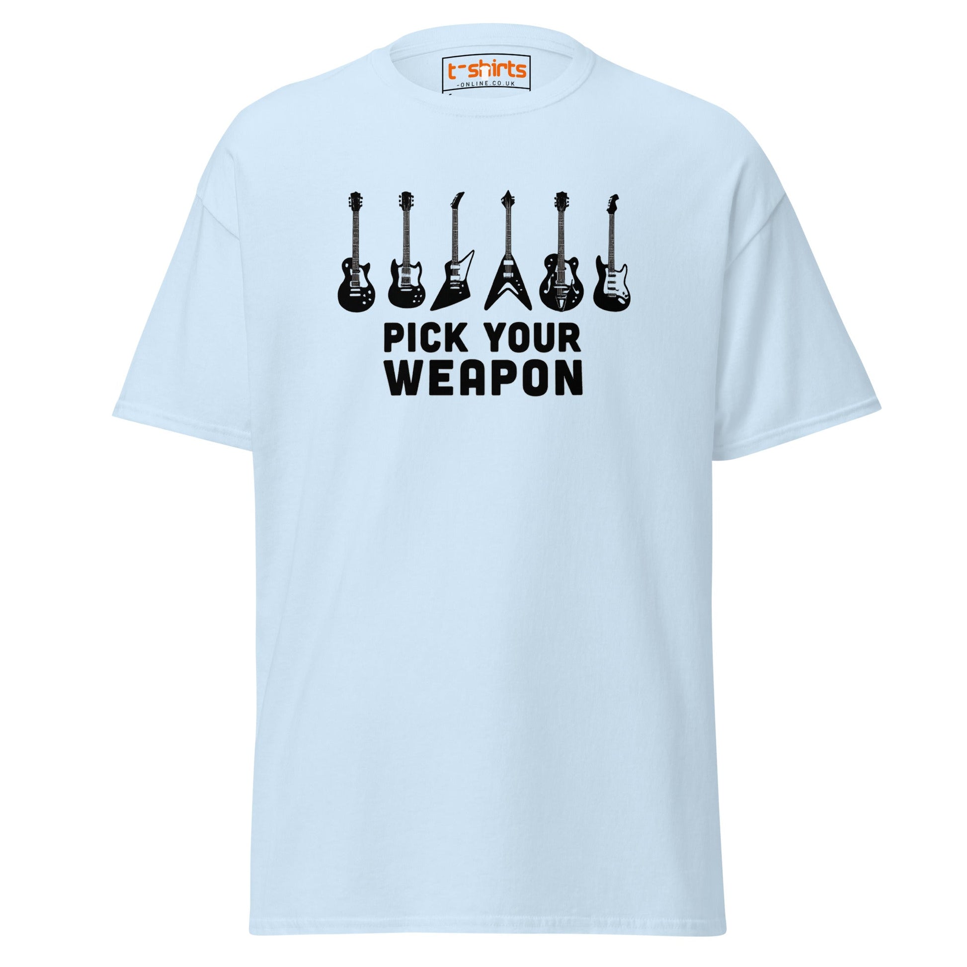 Pick Your Weapon Guitar T-Shirt for Music Lovers - Light Blue - T-Shirts Online