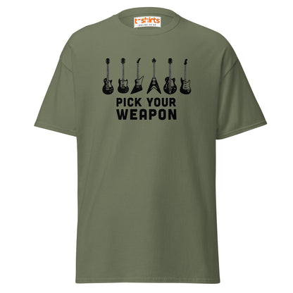 Pick Your Weapon Guitar T-Shirt for Music Lovers - Military Green - T-Shirts Online
