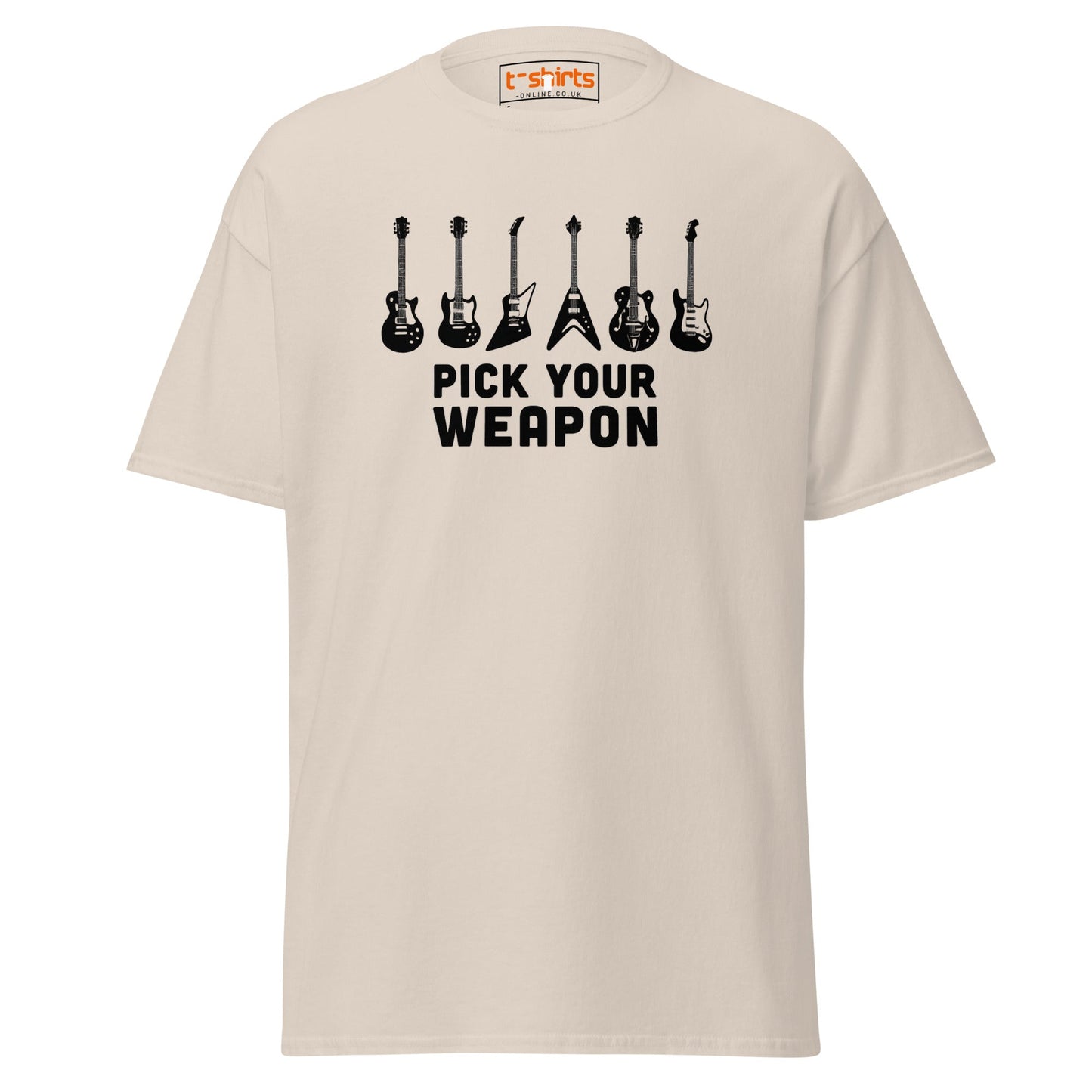 Pick Your Weapon Guitar T-Shirt for Music Lovers - Natural - T-Shirts Online
