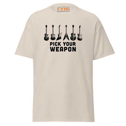 Pick Your Weapon Guitar T-Shirt for Music Lovers - Natural - T-Shirts Online