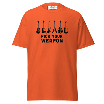 Pick Your Weapon Guitar T-Shirt for Music Lovers - Orange - T-Shirts Online
