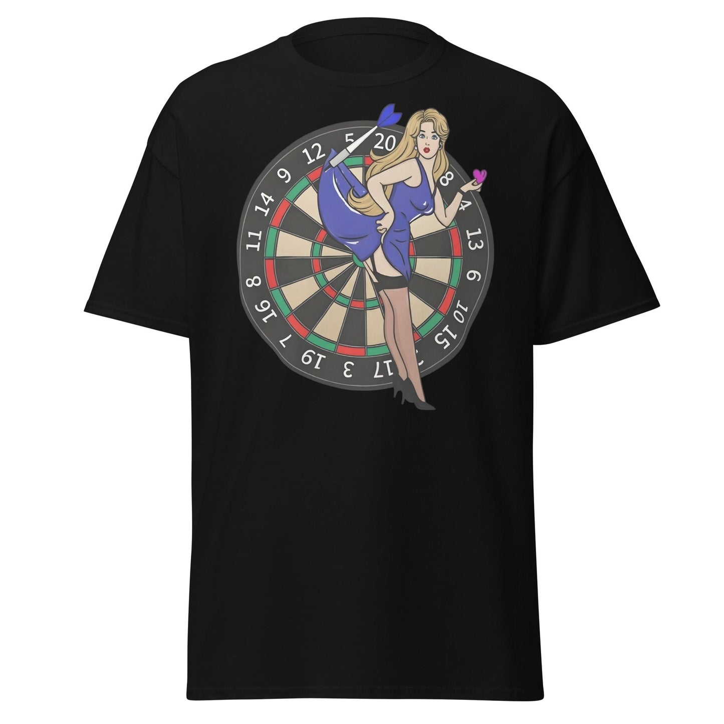Pin - up Dartboard Graphic Tee - Retro Funny Adult Humor Shirt - Black - T-Shirts Online