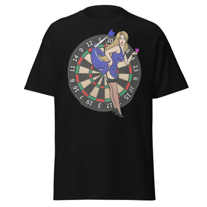 Pin - up Dartboard Graphic Tee - Retro Funny Adult Humor Shirt - Black - T-Shirts Online