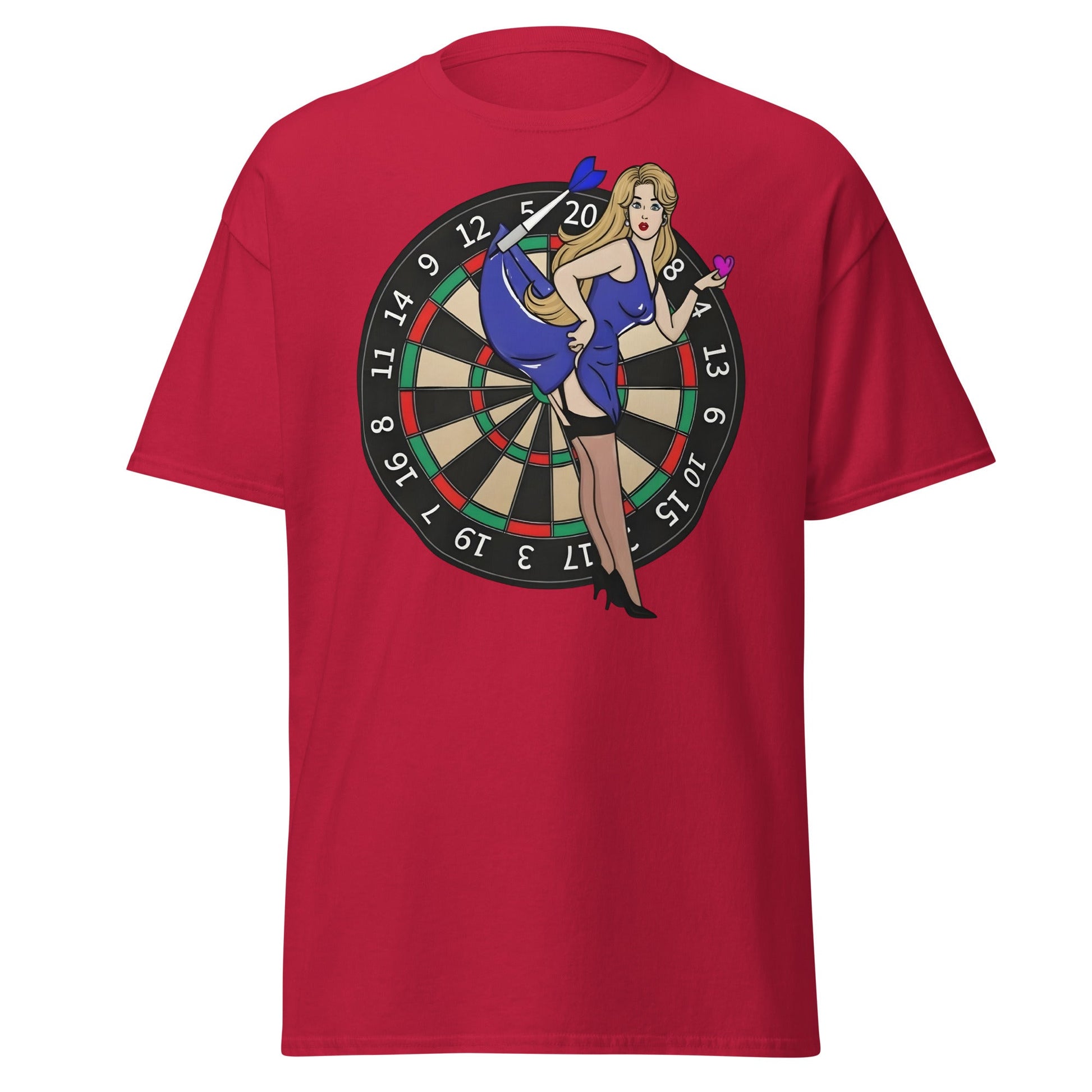 Pin - up Dartboard Graphic Tee - Retro Funny Adult Humor Shirt - Cardinal - T-Shirts Online