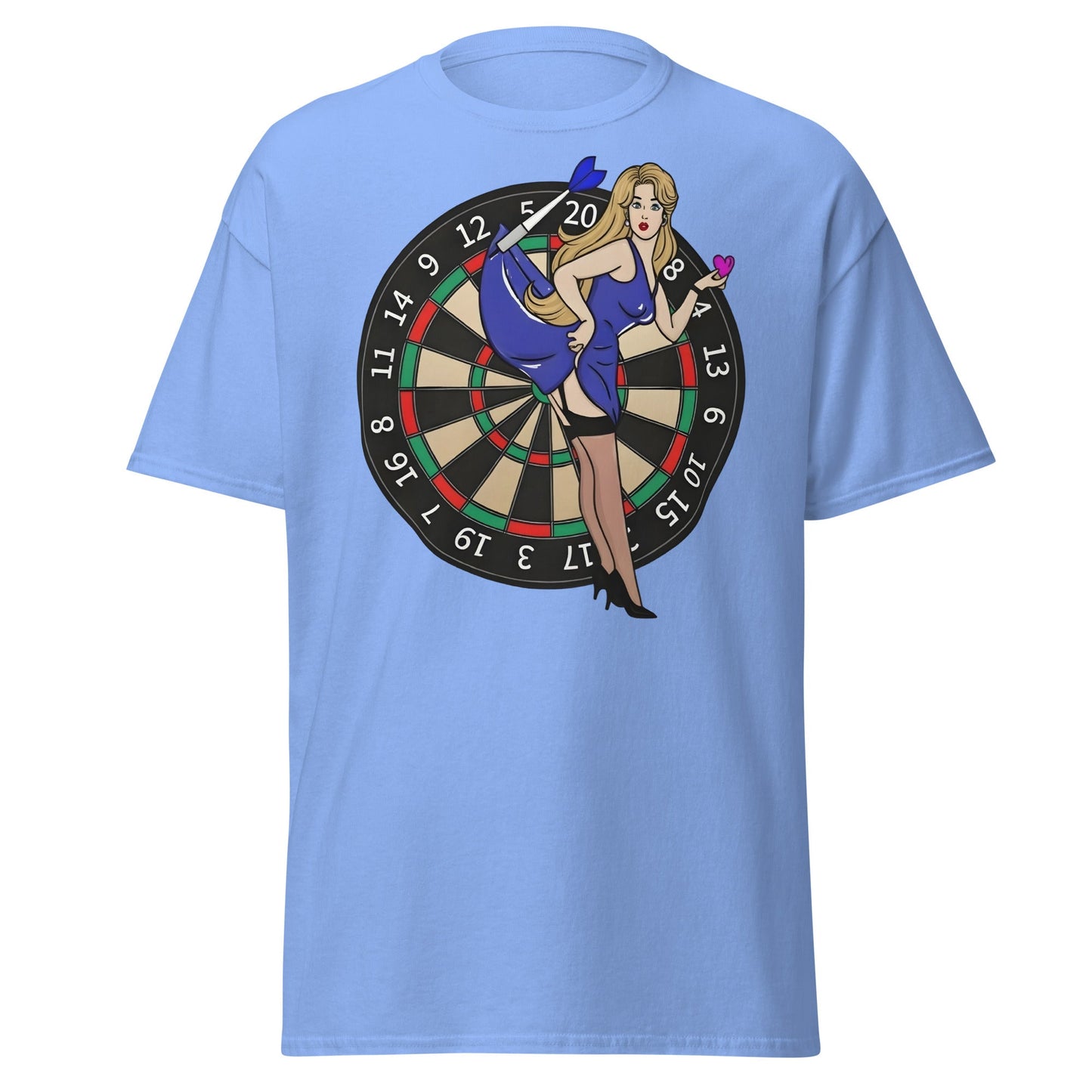 Pin - up Dartboard Graphic Tee - Retro Funny Adult Humor Shirt - Carolina Blue - T-Shirts Online