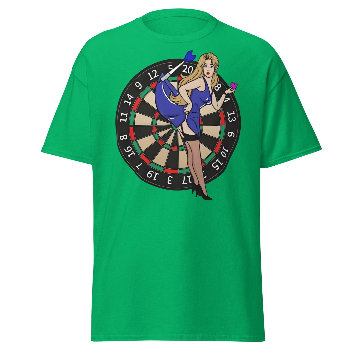 Pin - up Dartboard Graphic Tee - Retro Funny Adult Humor Shirt - Irish Green - T-Shirts Online