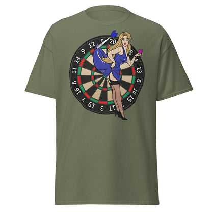 Pin - up Dartboard Graphic Tee - Retro Funny Adult Humor Shirt - Military Green - T-Shirts Online