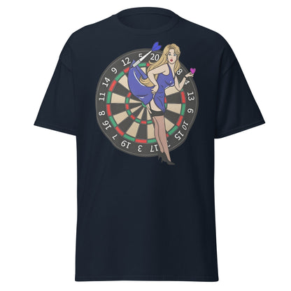 Pin - up Dartboard Graphic Tee - Retro Funny Adult Humor Shirt - Navy - T-Shirts Online