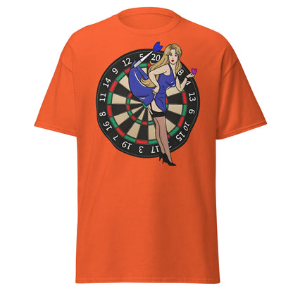 Pin - up Dartboard Graphic Tee - Retro Funny Adult Humor Shirt - Orange - T-Shirts Online