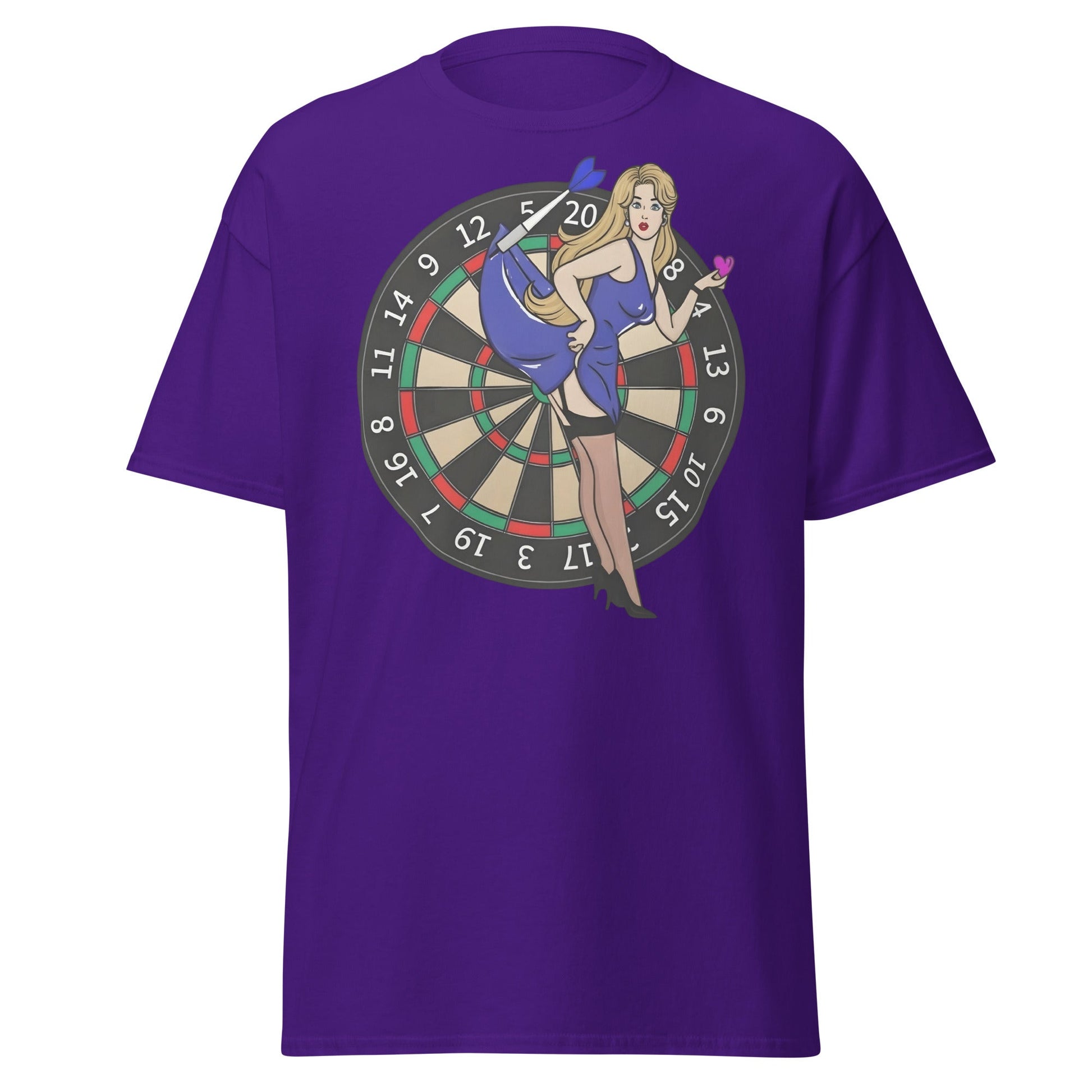 Pin - up Dartboard Graphic Tee - Retro Funny Adult Humor Shirt - Purple - T-Shirts Online